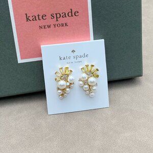 Kate Spade Metal stud earrings inlaid with zircon and pearl